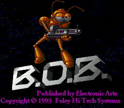 B.O.B. title screen for Sega Genesis